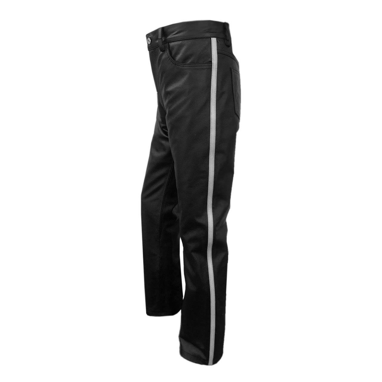 Real Black Leather ONE Panel Mens Biker Jeans Pants - Premium Motorcycle Riding Pants for Men - Durable & Stylish for Cruiser, Harley & Street Bikes