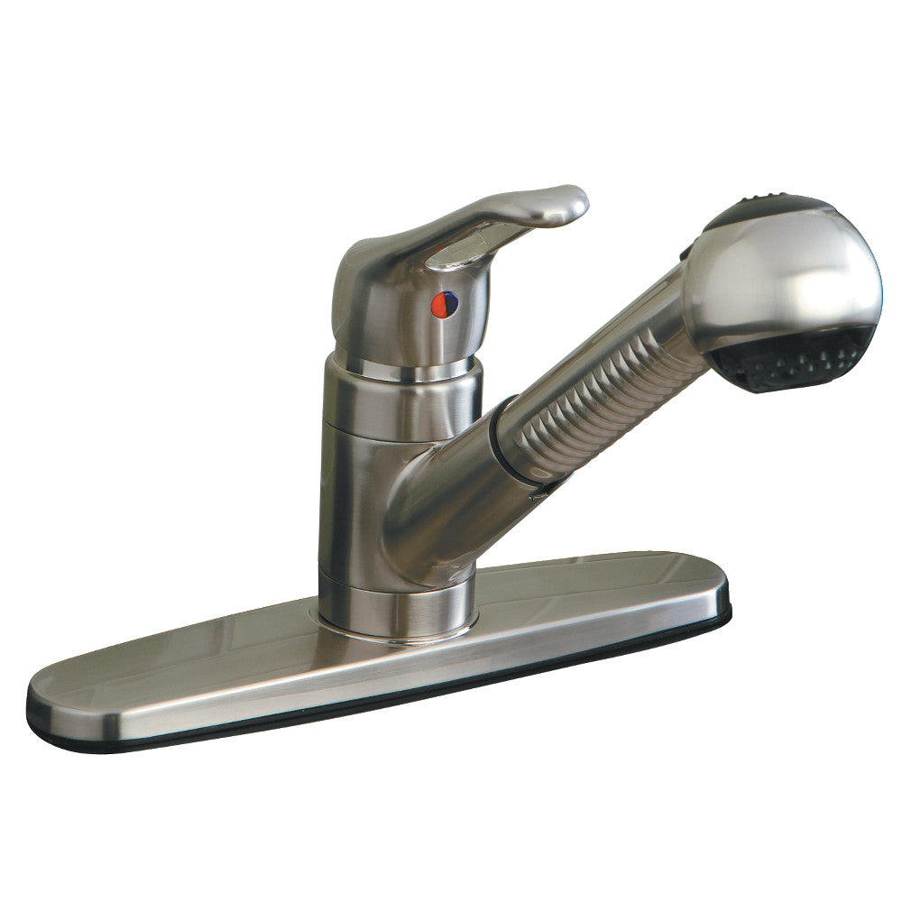 Kingston Brass KB701SP Single Handle Pull Out Kitchen Faucet - Stainless Steel, High Arc Design for Modern Kitchens | Perfect for Washing Dishes, Filling Pots & Cleaning Countertops
