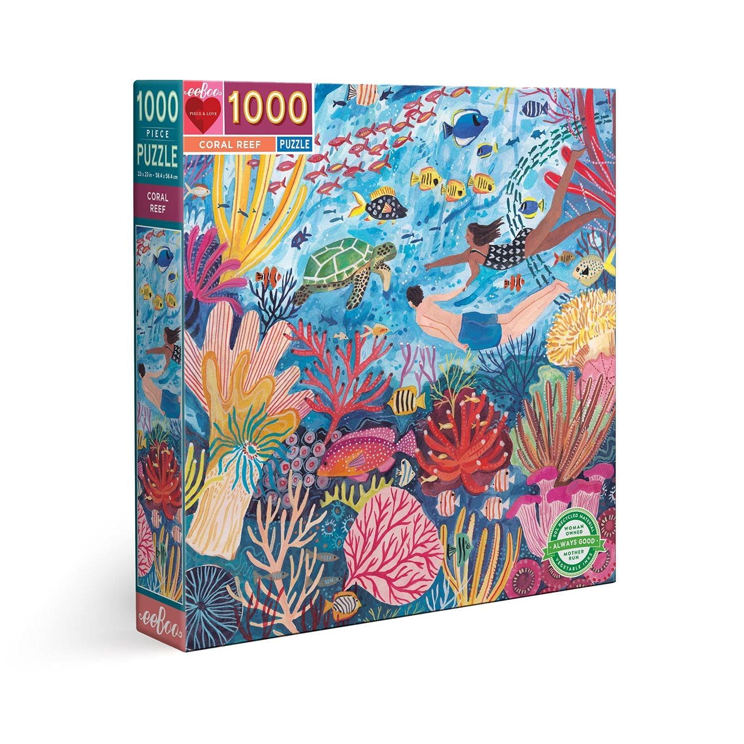 eeBoo Piece and Love Coral Reef 1000-Piece Square Jigsaw Puzzle for Adults & Families - Premium Glossy Finish, Sturdy Puzzle Pieces with Minimal Dust - Perfect for Relaxation, Family Bonding & Home Decor