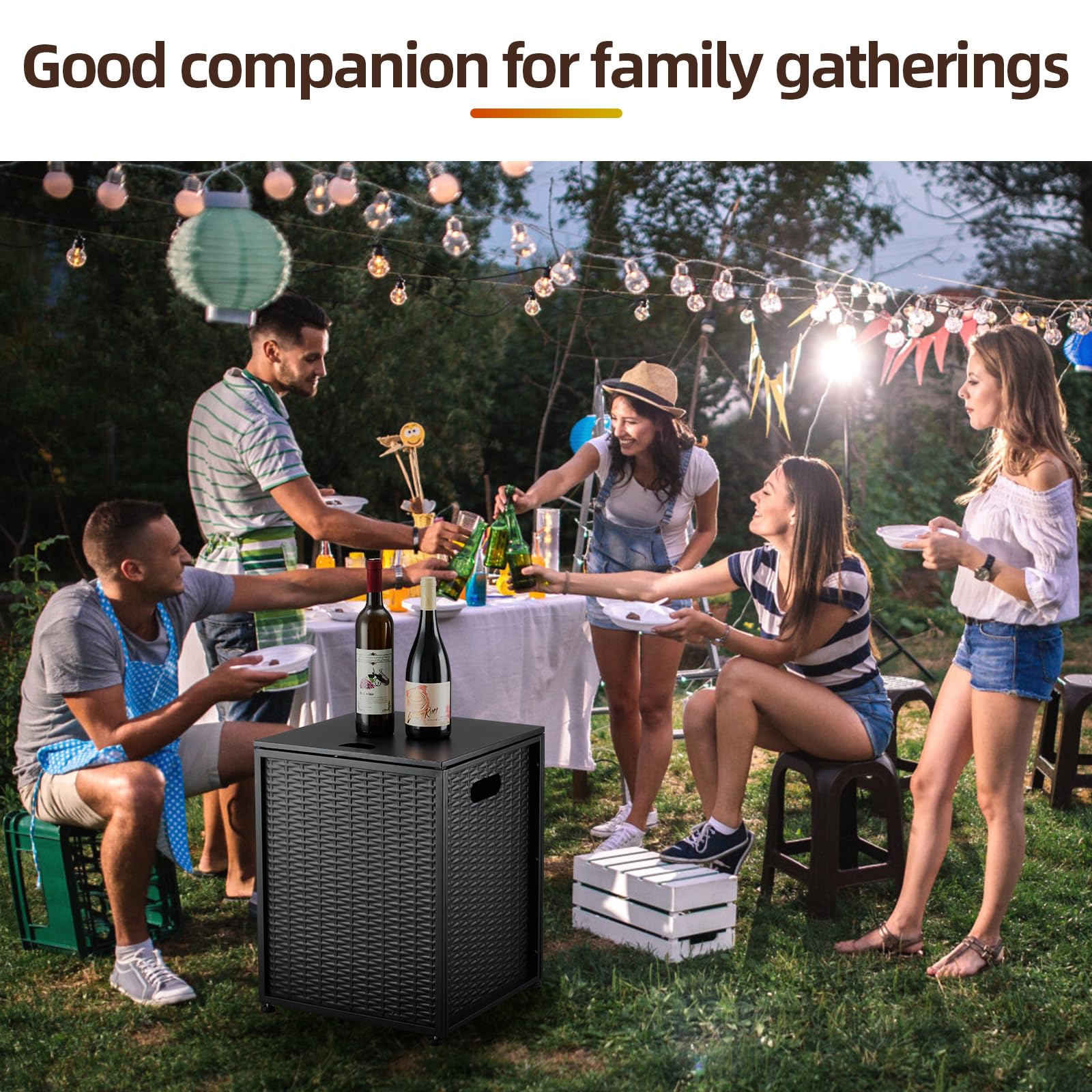 20 lbs Propane Tank Cover Table - Outdoor Gas Tank Storage Side Table with Storage Compartments | Dual Function Cover & Table for Fire Pit, Grill, Griddle, Stove | Perfect for Patio, Backyard, Camping & BBQ Parties