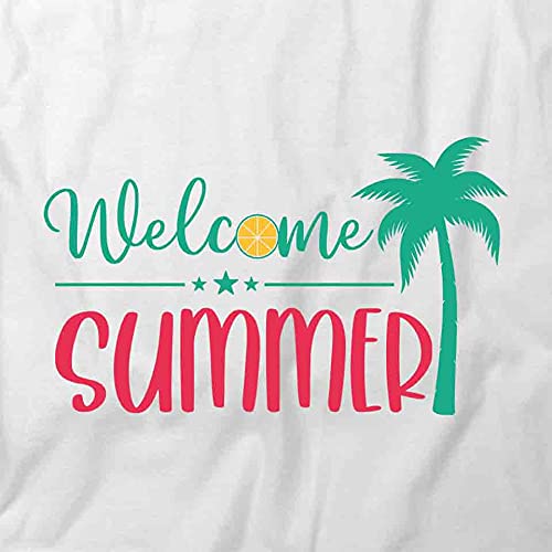 Welcome Summer T-Shirt for Men & Women | Soft Cotton Graphic Tee with Printed Design | White Casual Shirt for Beach, Vacation & Outdoor Activities