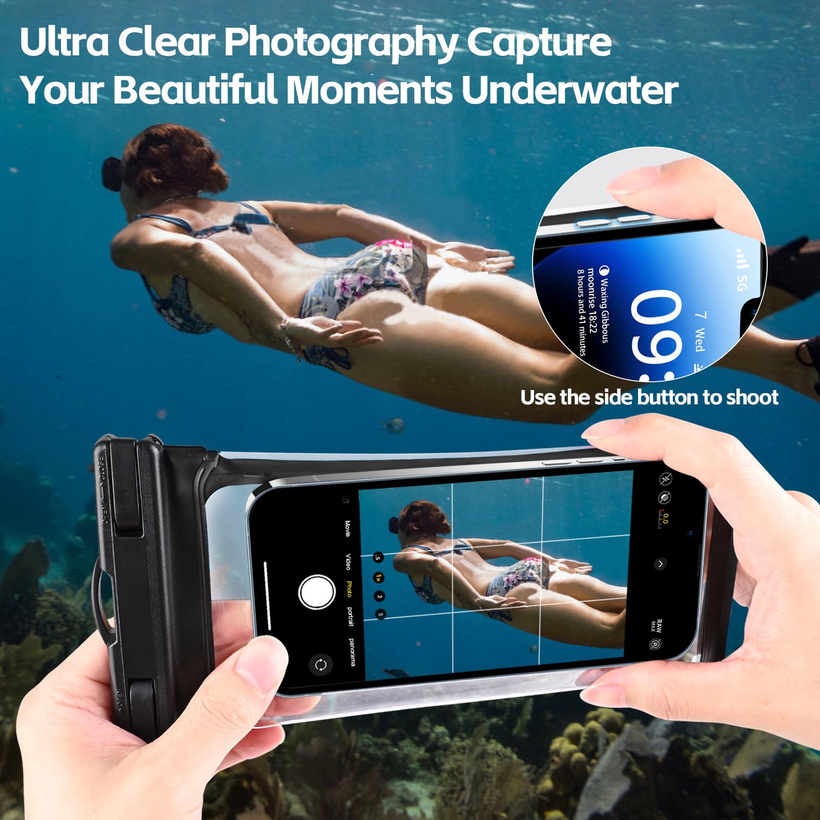 HAISSKY Waterproof Phone Pouch IPX8 - 3D Seamless Design Underwater Swimming Case for iPhone 15 14 13 12 11 Pro Max Plus & Galaxy S23 S22 S21 S20 (Fits up to 7