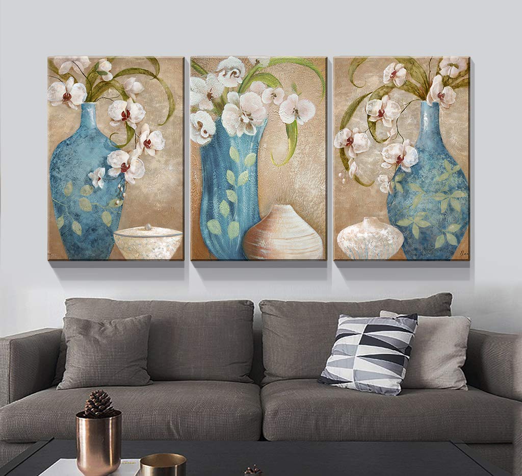 Denozer 3-Panel Canvas Wall Art - Floral Bottle Painting for Home Decor, 24