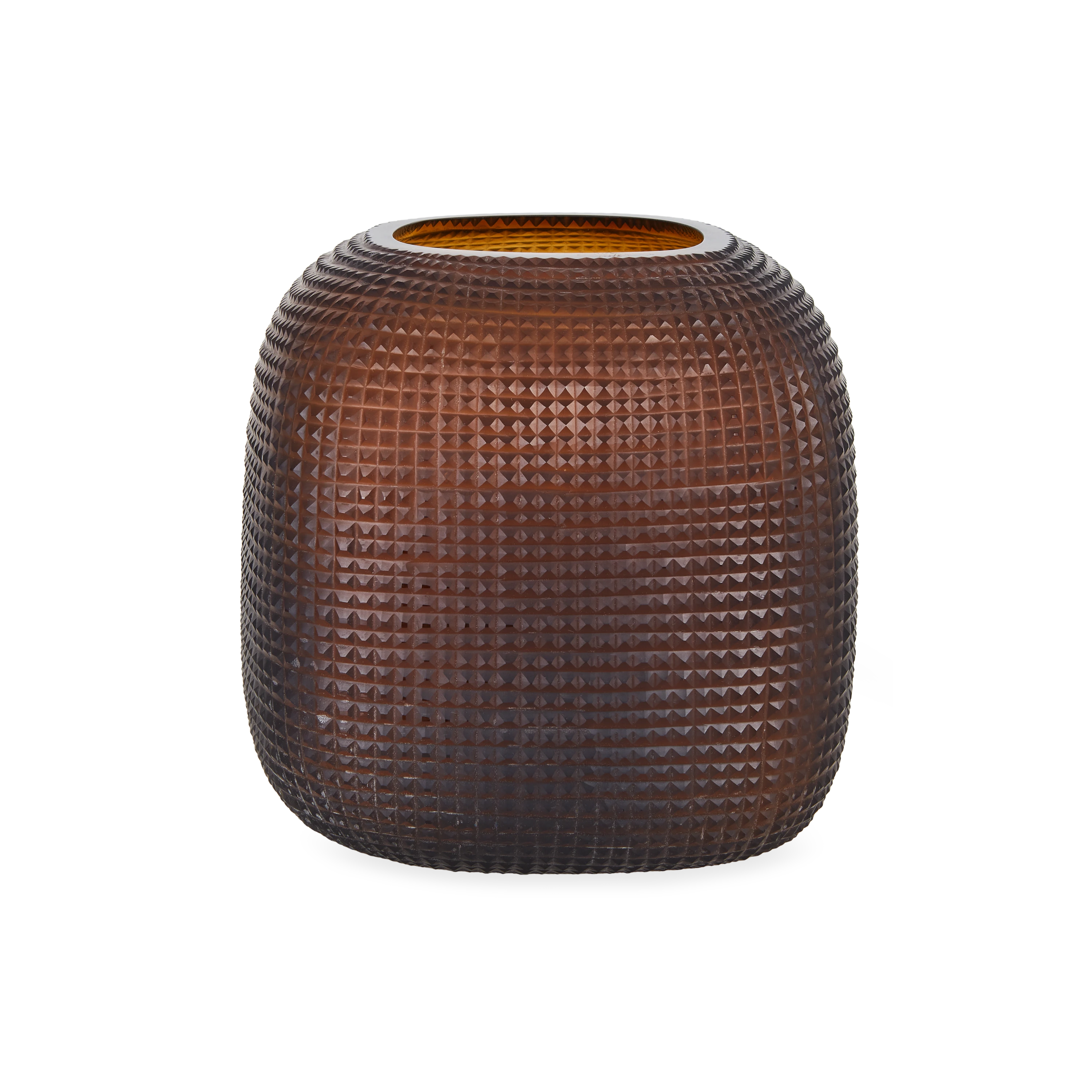 Fluted Glass Vase - Clear and Dark Brown Handmade Decorative Vase for Home Decor, Wedding Centerpieces, and Tabletop Display