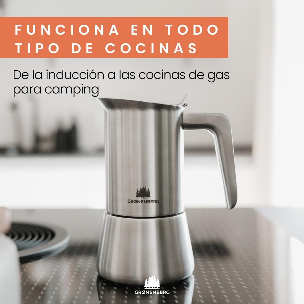 **Groenenberg Italian Stovetop Espresso Maker | 6-Cup (300ml) Moka Pot for Induction & Gas Stoves | Stainless Steel Coffee Maker with Extra Gasket | Perfect for Home, Office & Camping Coffee Brewing**