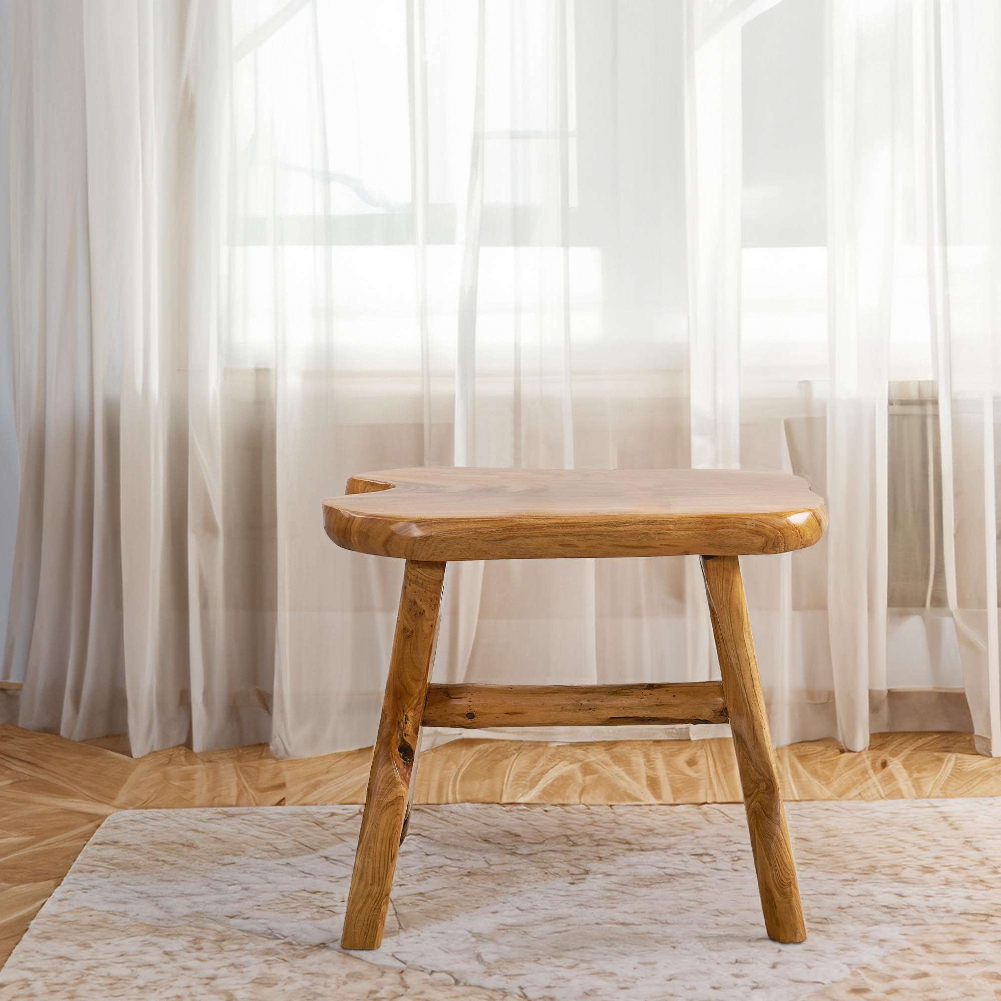 Natural Cedar Root Stump Stool - Solid Wood Live Edge Side Table, Rustic Plant Stand & Vintage Footrest (20