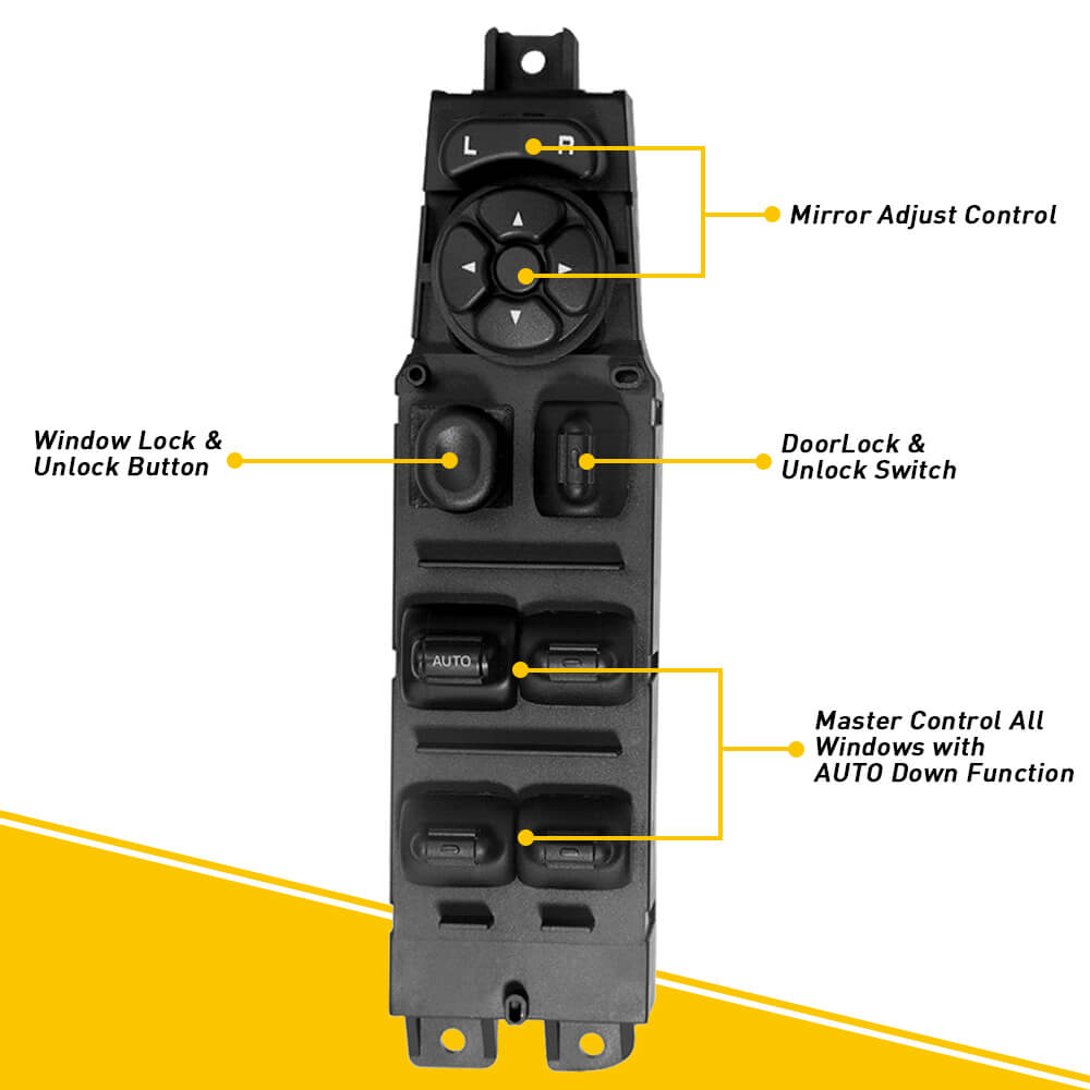 Driver Side Power Window Switch & Bezel Replacement for 2002-2010 Dodge Ram 1500/2500/3500 - Compatible with Left Front Door, Easy DIY Installation