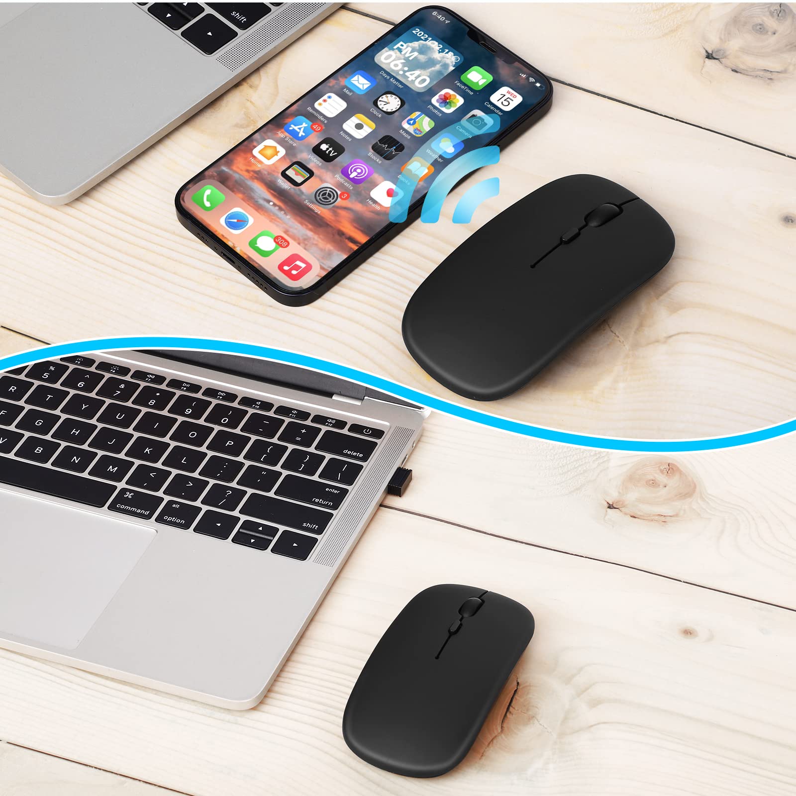 UrbanX Bluetooth Rechargeable Wireless Mouse for Lenovo Flex 5 Series 2-in-1 Laptop, Compatible with PC/Mac/iPad Pro/Computer/Tablet/Android, Onyx Black - Perfect for Office, Travel, and Home Use