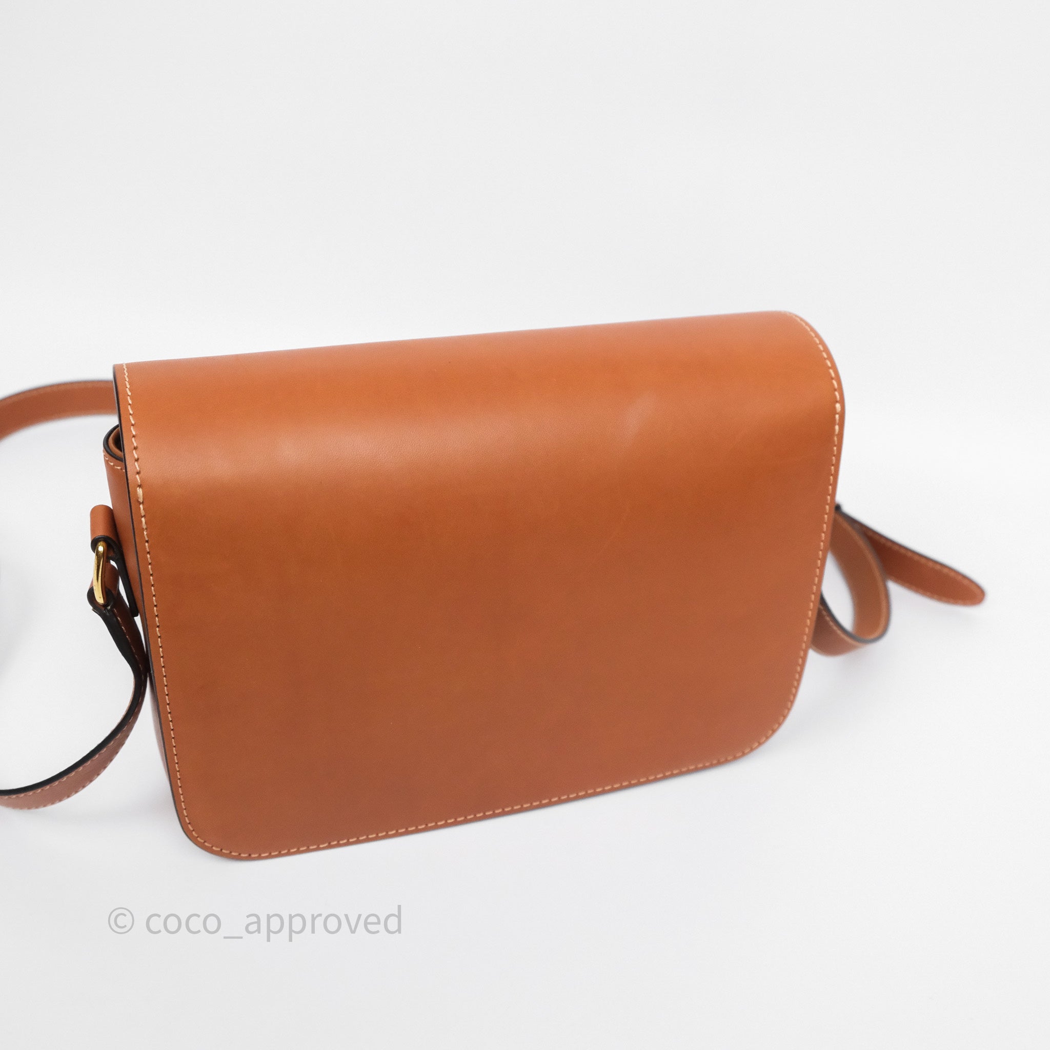 Celine Medium Triomphe Bag in Tan Natural Calfskin Leather - Luxury Crossbody Handbag for Women, Perfect for Work, Travel & Everyday Use