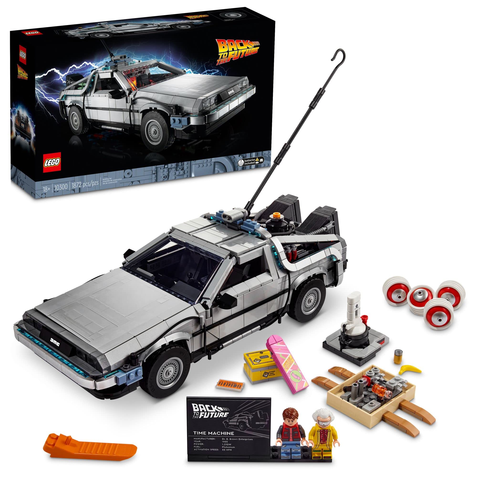 LEGO Icons Back to The Future Time Machine 10300 Model Car Building Kit - Delorean Replica from Iconic Movie, Creative Building Set for Teens & Adults - Perfect for Collectors, Movie Fans & DIY Enthusiasts