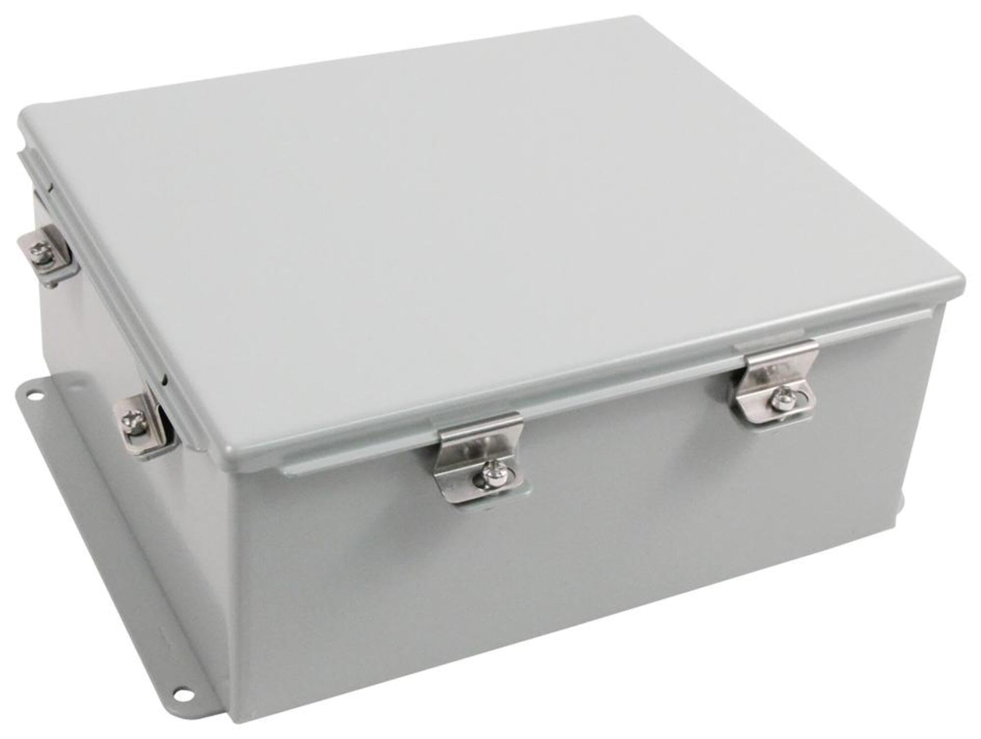Steel Junction Box Enclosure A1210CHNF - Gray Weatherproof Electrical Box for Outdoor & Indoor Wiring Projects