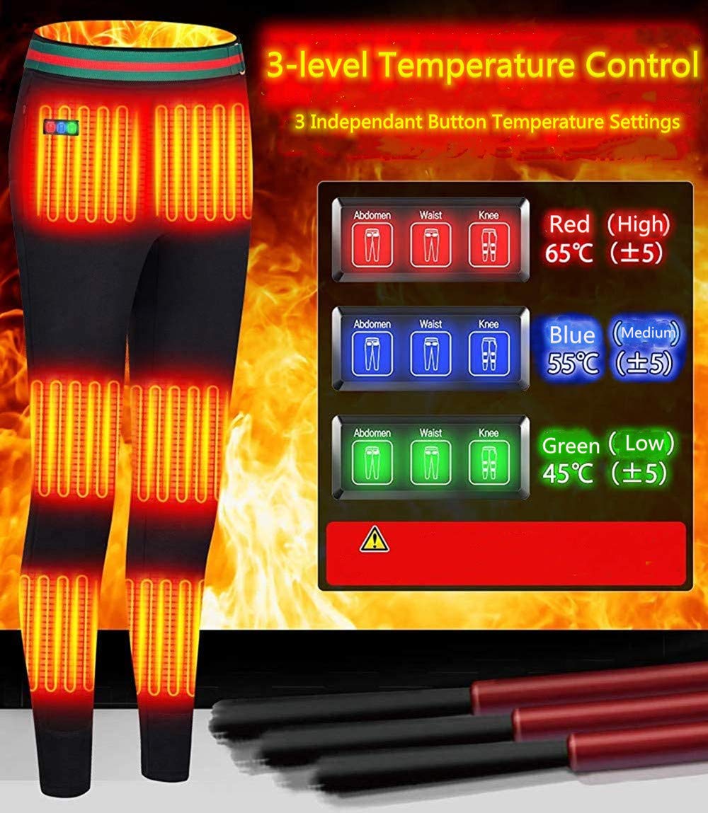 Electric Heating Pants for Men & Women - USB Rechargeable Winter Warm Thermal Leggings - Perfect for Outdoor Activities, Skiing, Hiking & Cold Weather