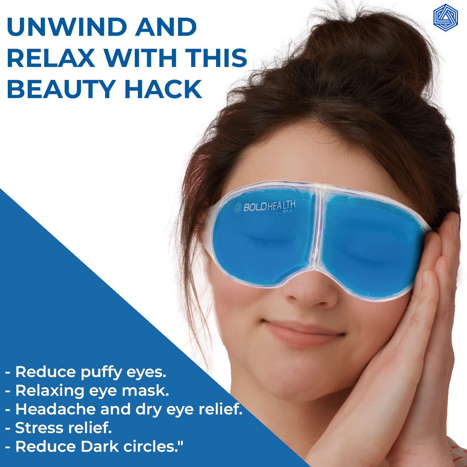 **BoldHealth Cooling Gel Eye Mask for Dark Circles & Dry Eyes Relief - Reusable Stretchable Eye Patches for Pain, Redness & Relaxation - Perfect for Men & Women (Blue) - Ideal for Travel, Work & Sleep**