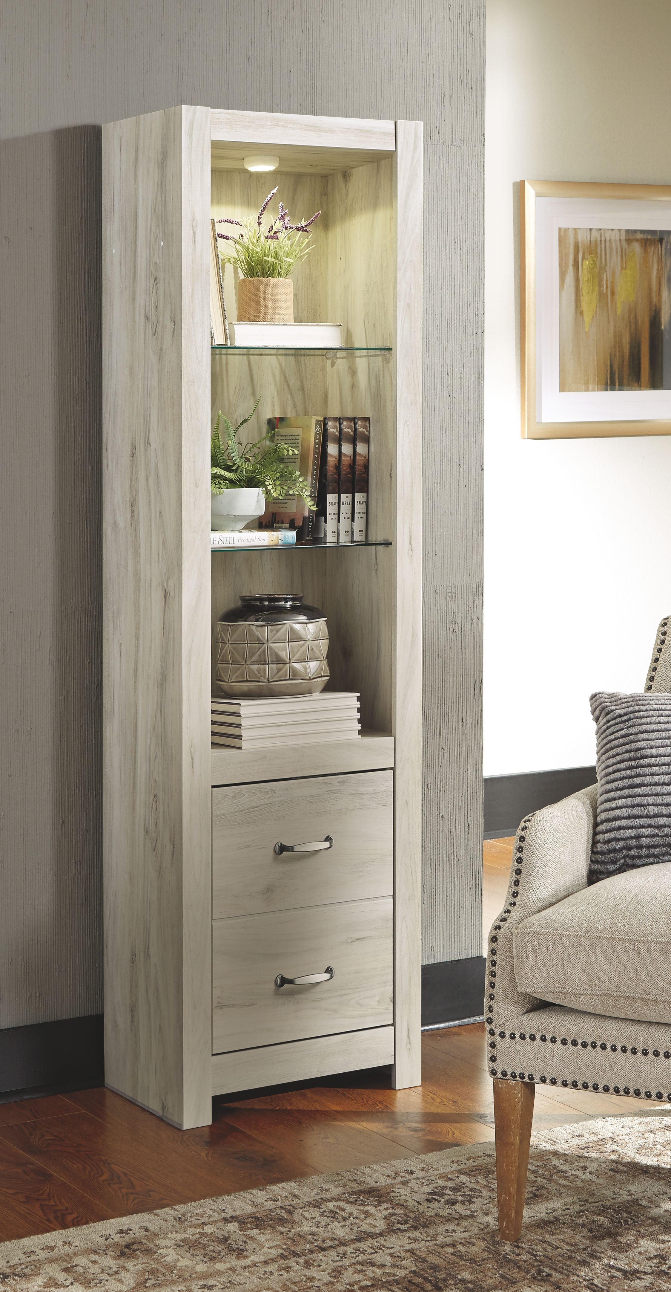 Bellaby Whitewash Pier 2-Drawer Nightstand - Modern Bedside Table for Bedroom, Living Room & Office Storage