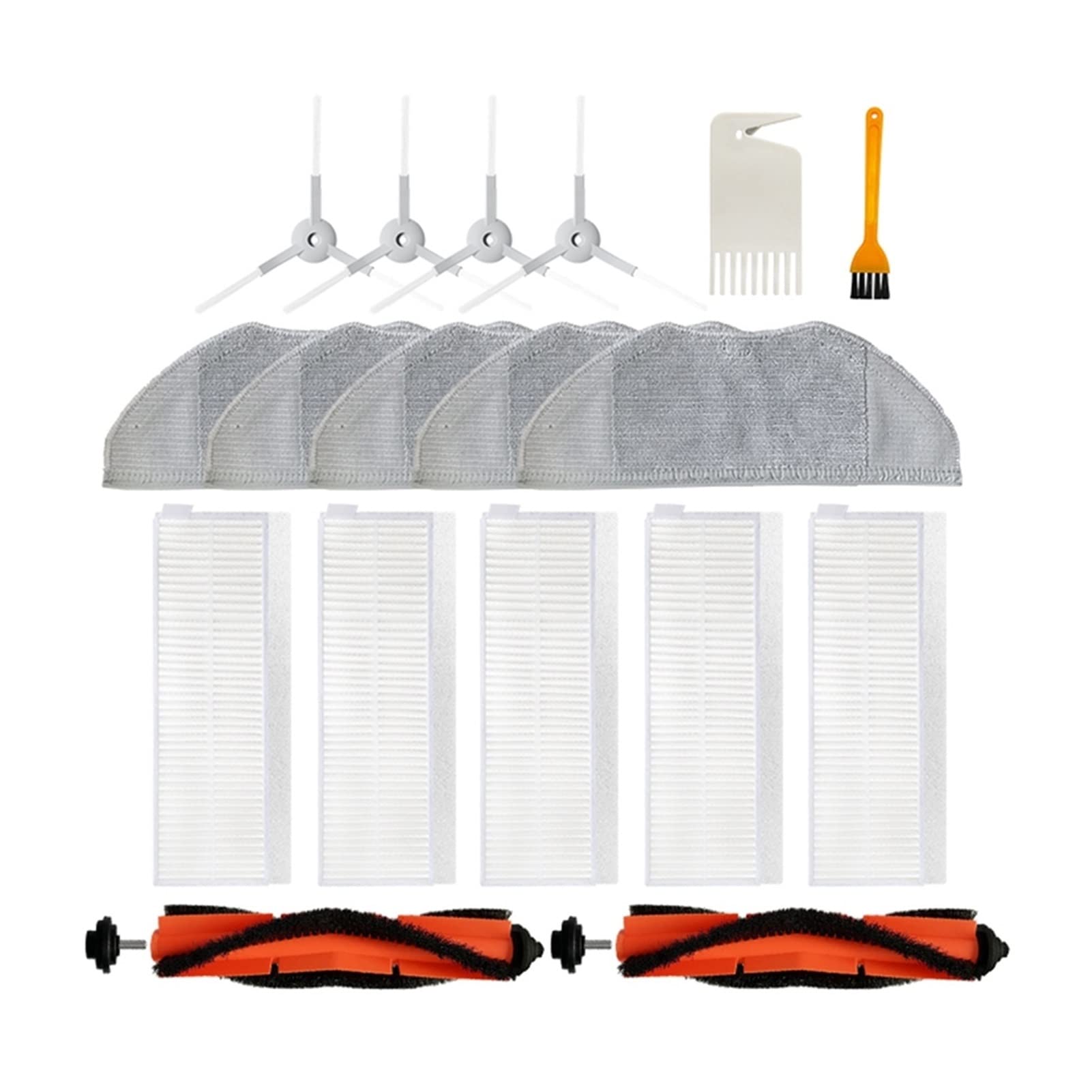 ALVALYND Replacement Rolling Brush, Side Brush, Filter & Mop Cloth for Xiaomi Mi Robot Vacuum-Mop Essential G1 - Compatible Spare Parts Kit (Light Grey) - Perfect for Home Cleaning & Maintenance