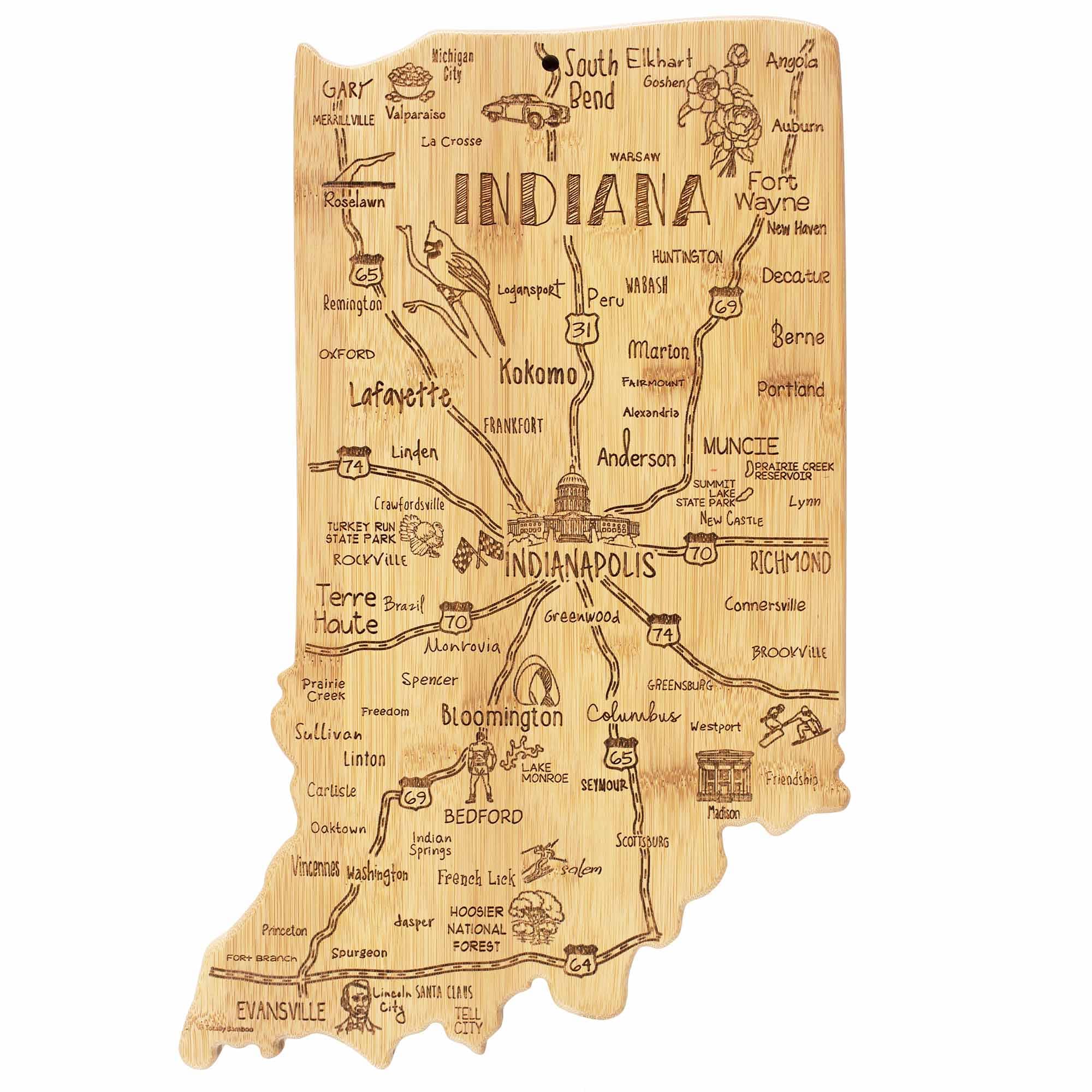 Premium Indiana-Themed Wooden Cutting Board - 15 3/4 x 10 Inches - Perfect for Kitchen Prep, Charcuterie Boards & Home Decor