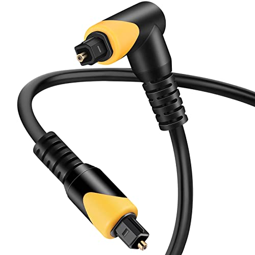 10FT 90 Degree Right Angle Optical Audio Cable - Slim SPDIF Toslink Digital Audio Cable for Sound Bar, TV, PS4, Xbox, Home Theater - Perfect for Gaming, Movie Nights & Surround Sound Systems (3m)