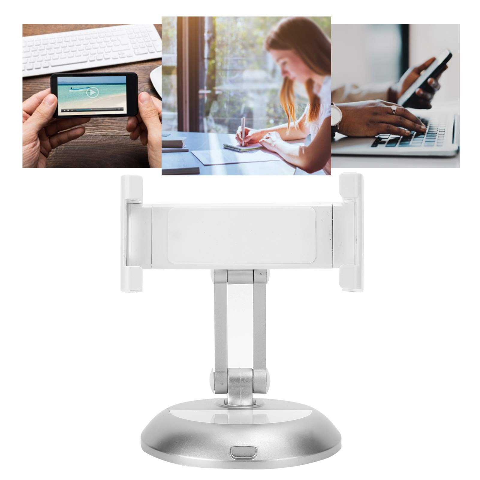 Foldable Silver Phone Stand Holder - Portable Desktop Bracket for Smartphones, Tablets & PC - Perfect for Office, Home, Video Calls & Hands-Free Viewing