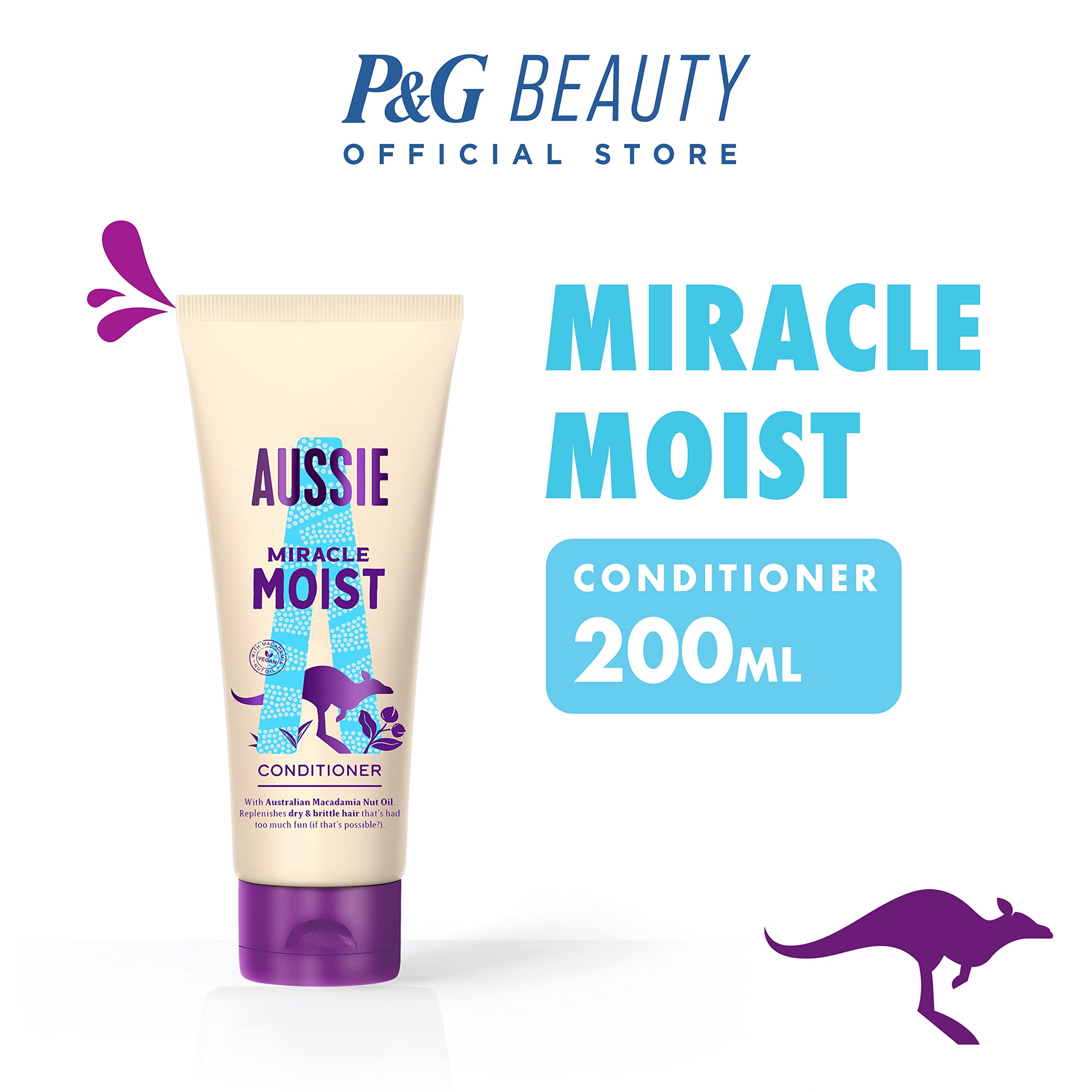 Aussie Miracle Moist Macadamia Conditioner for Fine Hair - 200ml (1 Count) | Deep Hydration & Repair for Dry, Damaged Hair - Perfect for Daily Use & Salon-Quality Results