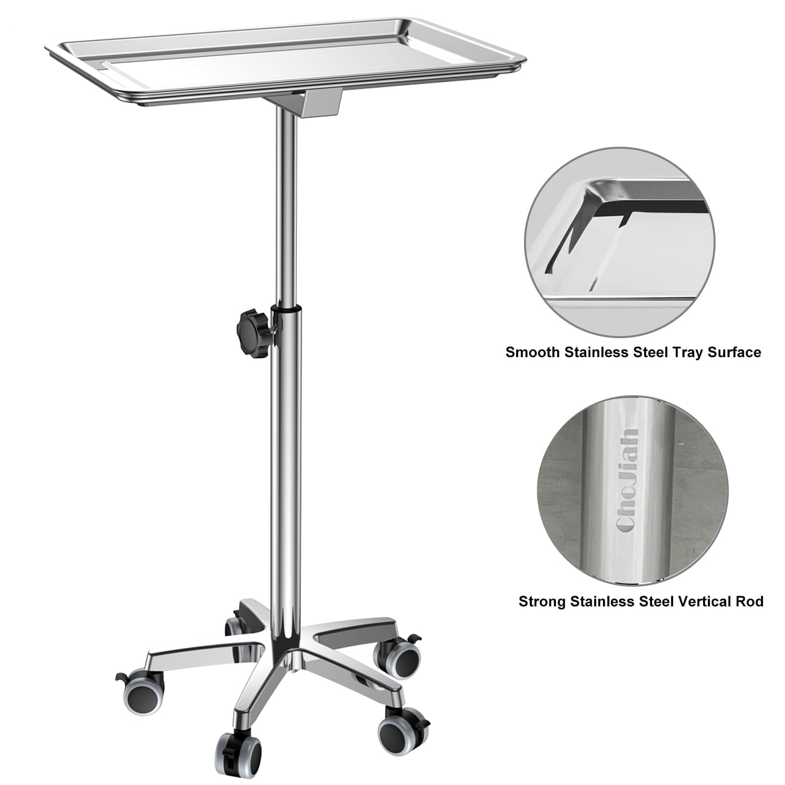 ChoJiah Extra Large Rolling Salon Tray on Wheels - Heavy Duty Mobile Hairstylist & Tattoo Cart - Perfect for Hair Salons, Dental Clinics & Beauty Studios - Ideal for Styling Tools, Tattoo Supplies & Medical Equipment Organization