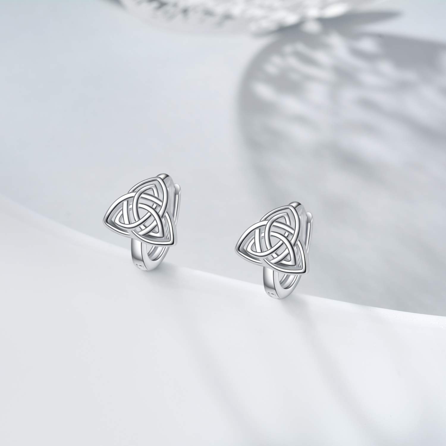 WINNICACA 925 Sterling Silver Celtic Knot Huggie Hoop Earrings for Women - Triangle Knot Jewelry Gifts for Her, Wife, Mom, Girlfriend - Perfect for Anniversary, Valentine's Day & Birthday - Elegant Everyday Wear & Special Occasion Jewelry