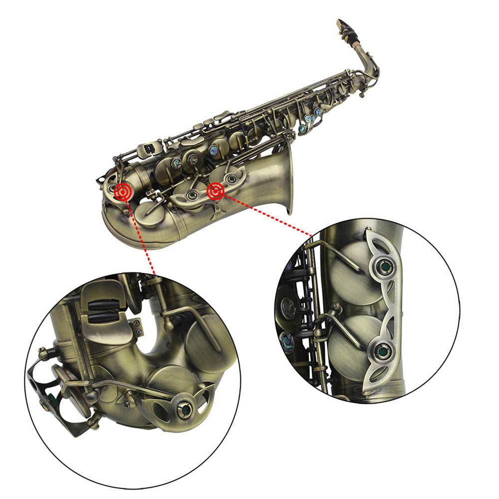 Professional Bb Alto Saxophone - High Grade Antique Bronze Finish with Abalone Shell Key Carvings | Includes Hard Case, Gloves, Cleaning Cloth, Straps & Brush | Perfect for Beginners, Students & Jazz Performers
