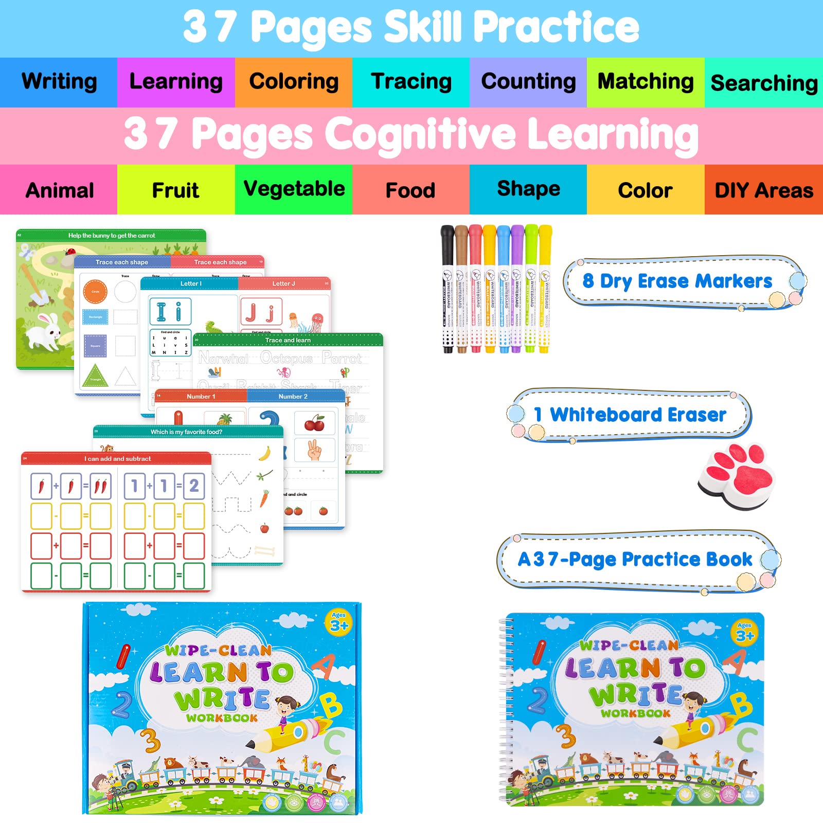 Foayex Easter Basket Stuffer Gifts for Kids Ages 3-5 - Montessori Learning Books, Handwriting Practice Workbooks for Kindergarten, Easter Activity Books | Perfect for Classroom, Homeschooling & Holiday Gifting
