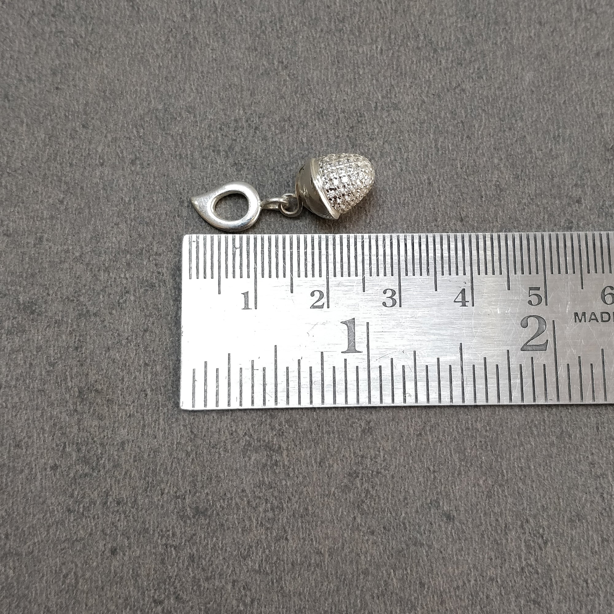 5.00gms Sterling Silver Cubic Zirconia Pendant - Mini Bullet & Leaf Loop Design | Elegant Jewelry Gift for Women | Perfect for Birthdays, Anniversaries & Special Occasions