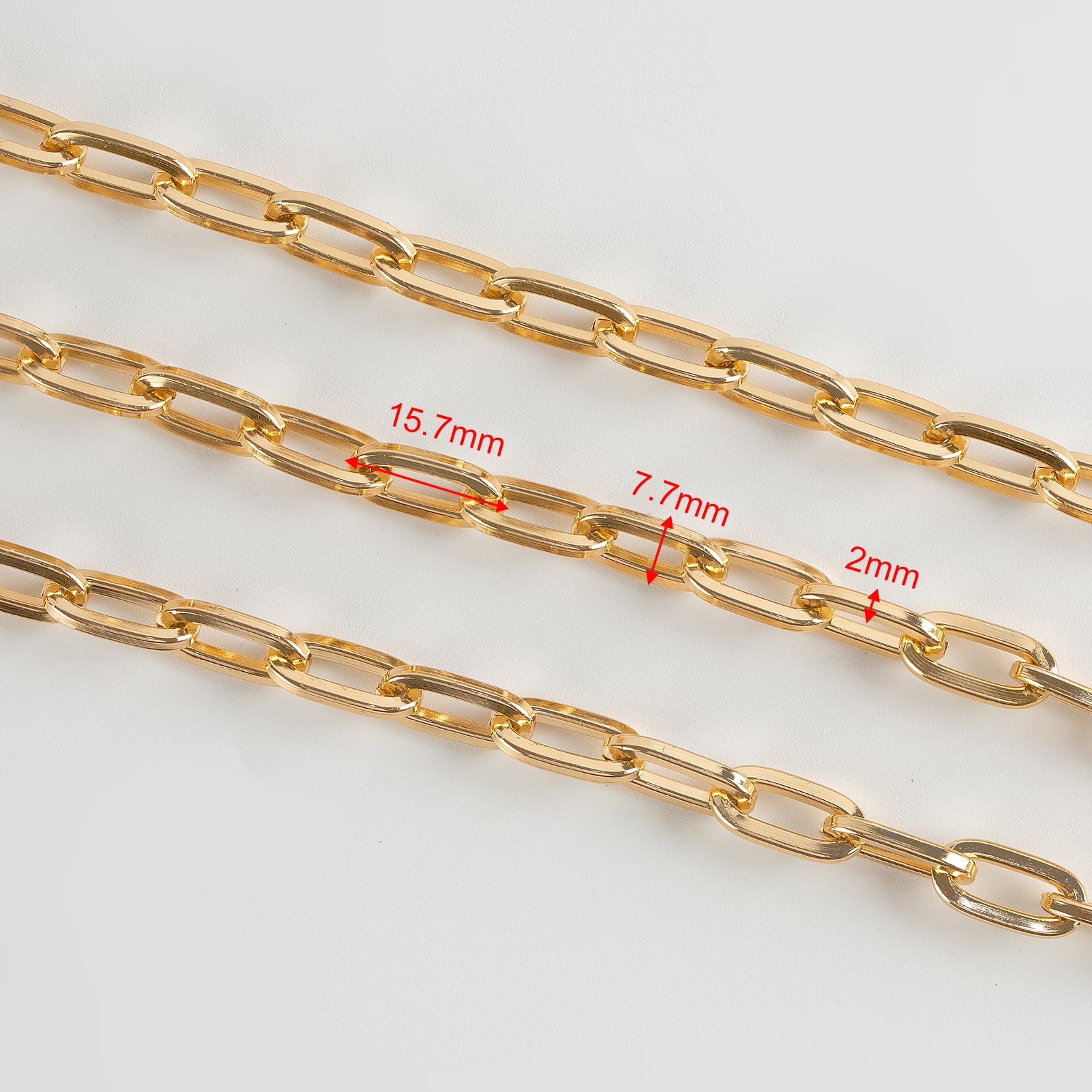 16.4FT/5M Bulk Gold Plated Aluminum Paperclip Chain for Jewelry Making - Includes Lobster Clasps & Jump Rings - DIY Necklace, Bracelet & Craft Supplies