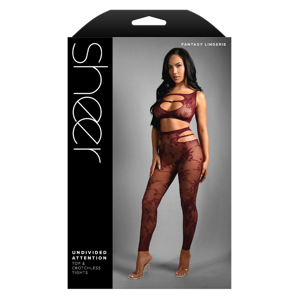 Fantasy Lingerie Set - Sheer Undivided Attention Top & Sexy Crotchless Leggings for Women | Romantic Date Night & Boudoir Photography