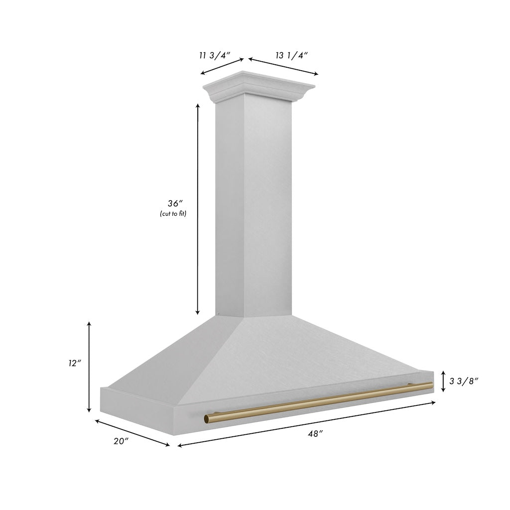 ZLINE KB4SNZ 36 CB Autograph Edition 36-inch Stainless Steel Wall Mount Range Hood with Convertible Design & Champagne Bronze Handle - Perfect for Modern Kitchens & Open-Concept Homes