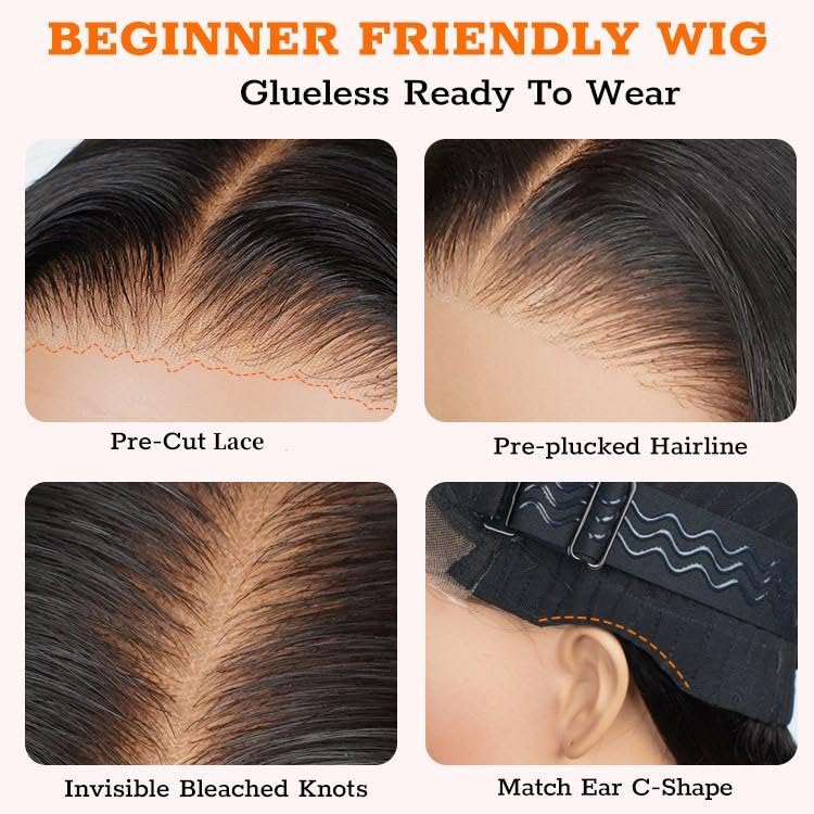West Kiss Glueless Human Hair Wigs 20 Inch - Pre Plucked Curly Lace Front Wig with 4x7 Lace Closure | No Glue Needed, Ready to Wear | Perfect for Daily Wear, Parties & Special Occasions