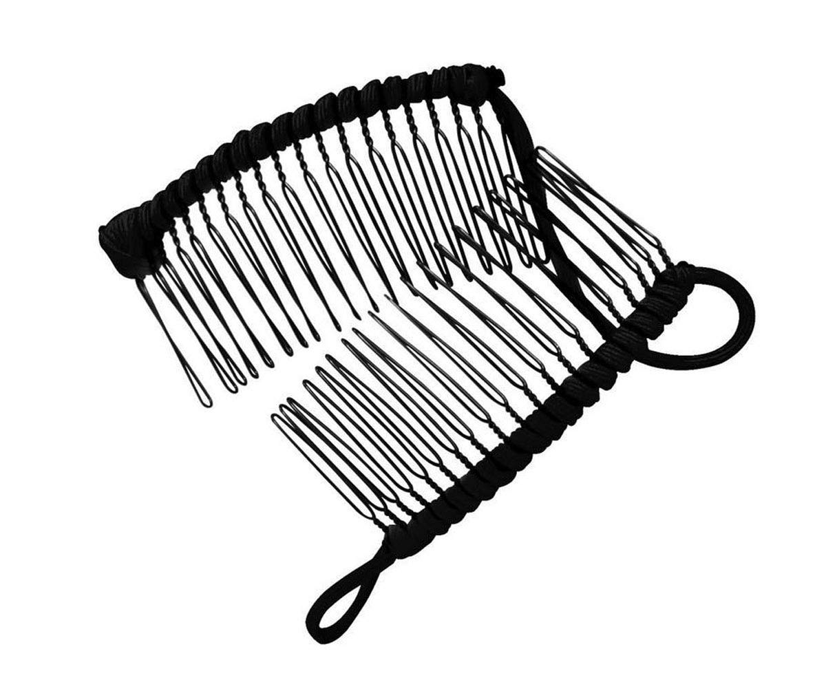 Elastic Double Combs Large Banana Clip for Thick Hair - Women's Hair Accessory for Updos & Buns - Non-Slip Hair Clip for Long Hair (Large, Black) | Perfect for Work, Parties & Everyday Styling