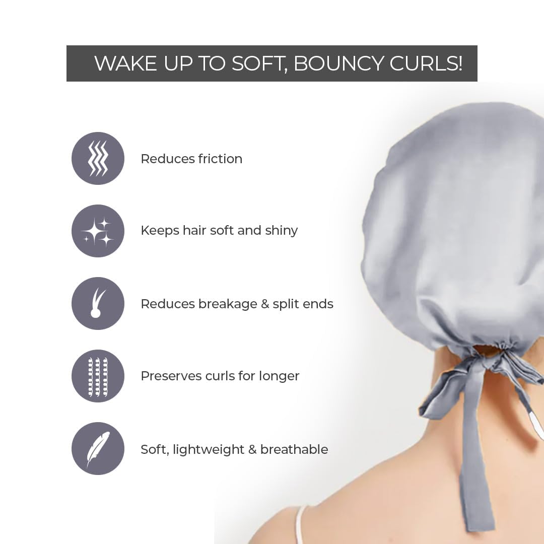 Premium Satin Hair Bonnet with Adjustable Ribbon Tie - Soft & Lightweight for Hydration & Protection | Silk Sleeping Cap for Curly, Natural & Protective Hairstyles | Perfect for Nighttime Hair Care & Travel | Created by Savio John Pereira