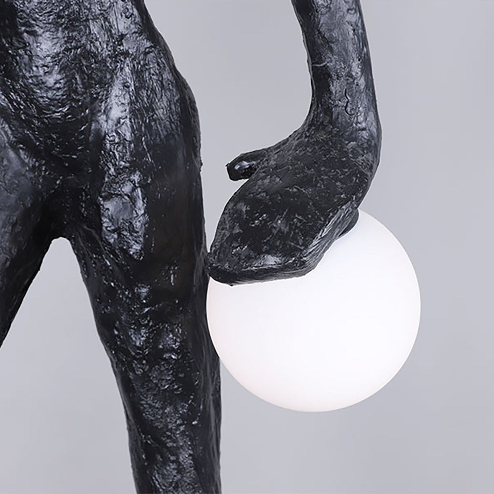 Modern Soccer Ball Sculpture Character LED Floor Lamp - Artistic Sports Decor for Living Room, Bedroom, or Game Room Lighting