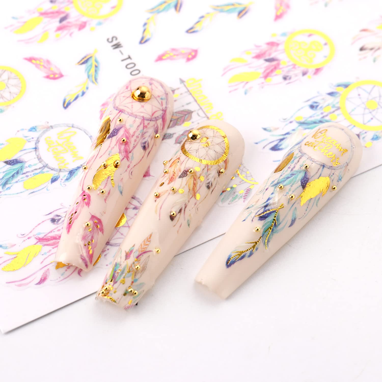 Fall Flower & Feather Nail Art Stickers - 8 Sheets Self-Adhesive Nail Decals for Women & Girls - Perfect for Autumn Nail Designs, Halloween Decorations & Party Manicures