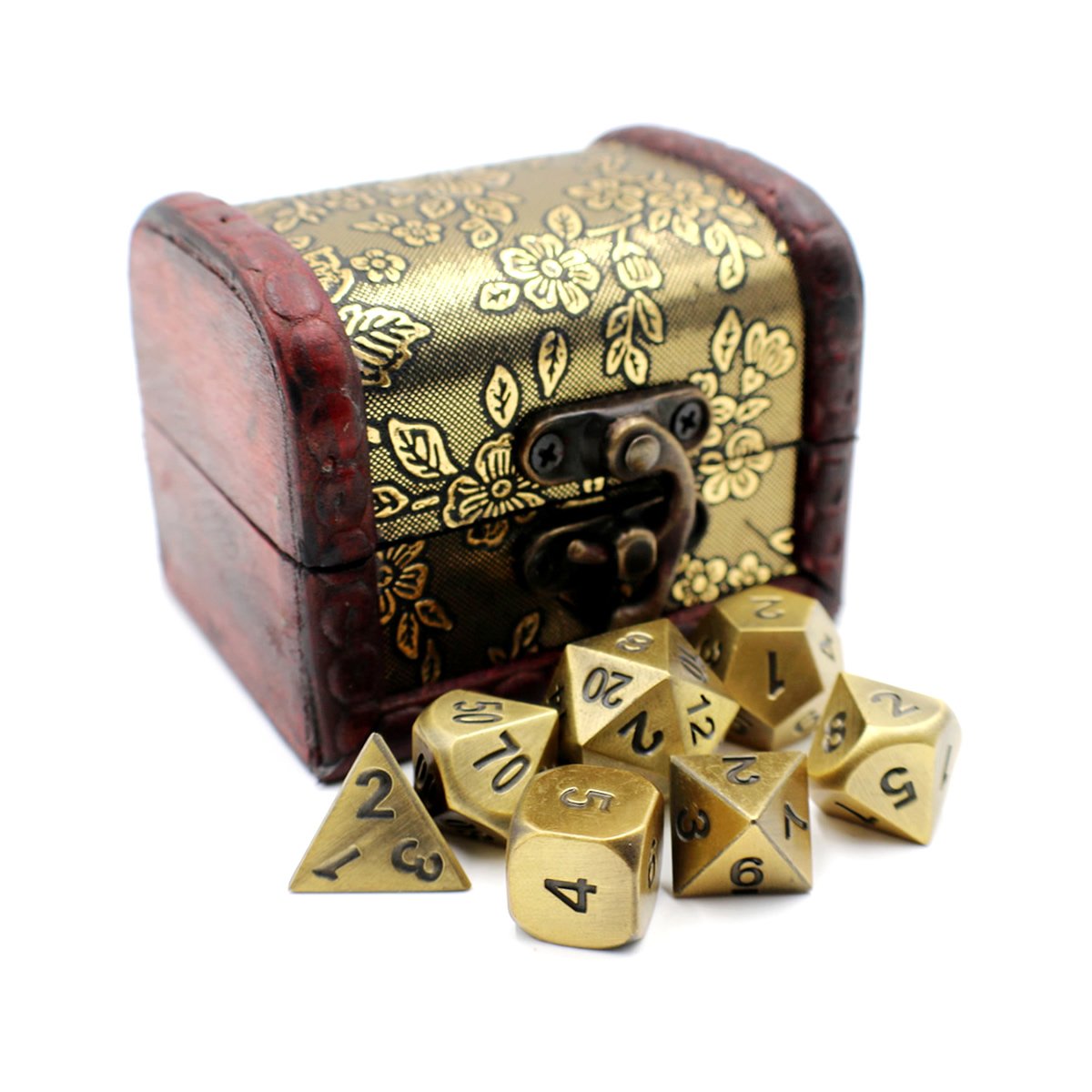 Premium Metal DND Dice Set with Gold Storage Box - Perfect for Roleplaying Games, Dungeons & Dragons, Tabletop RPG Adventures