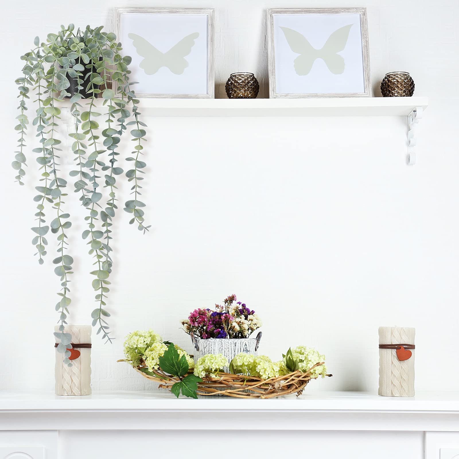 COCOBOO Artificial Hanging Eucalyptus Plant - Fake Potted Greenery for Indoor & Outdoor Decor - Perfect for Wall, Shelf, Room, Home, Office, and Wedding Decorations