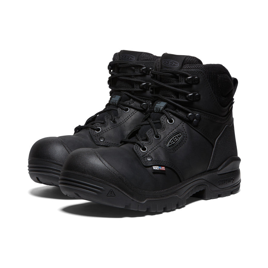 Men's Independence 6 Waterproof Work Boots - Soft Toe, Black/Black - Durable Safety Shoes for Construction, Hiking & Outdoor Work