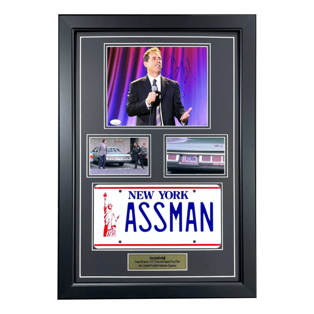 Jerry Seinfeld Signed Kramer 8x10 Photo with Car License Plate Framed Collage - JSA COA Authenticated Autograph - Perfect for TV Show Memorabilia Collectors and Seinfeld Fans Home Decor