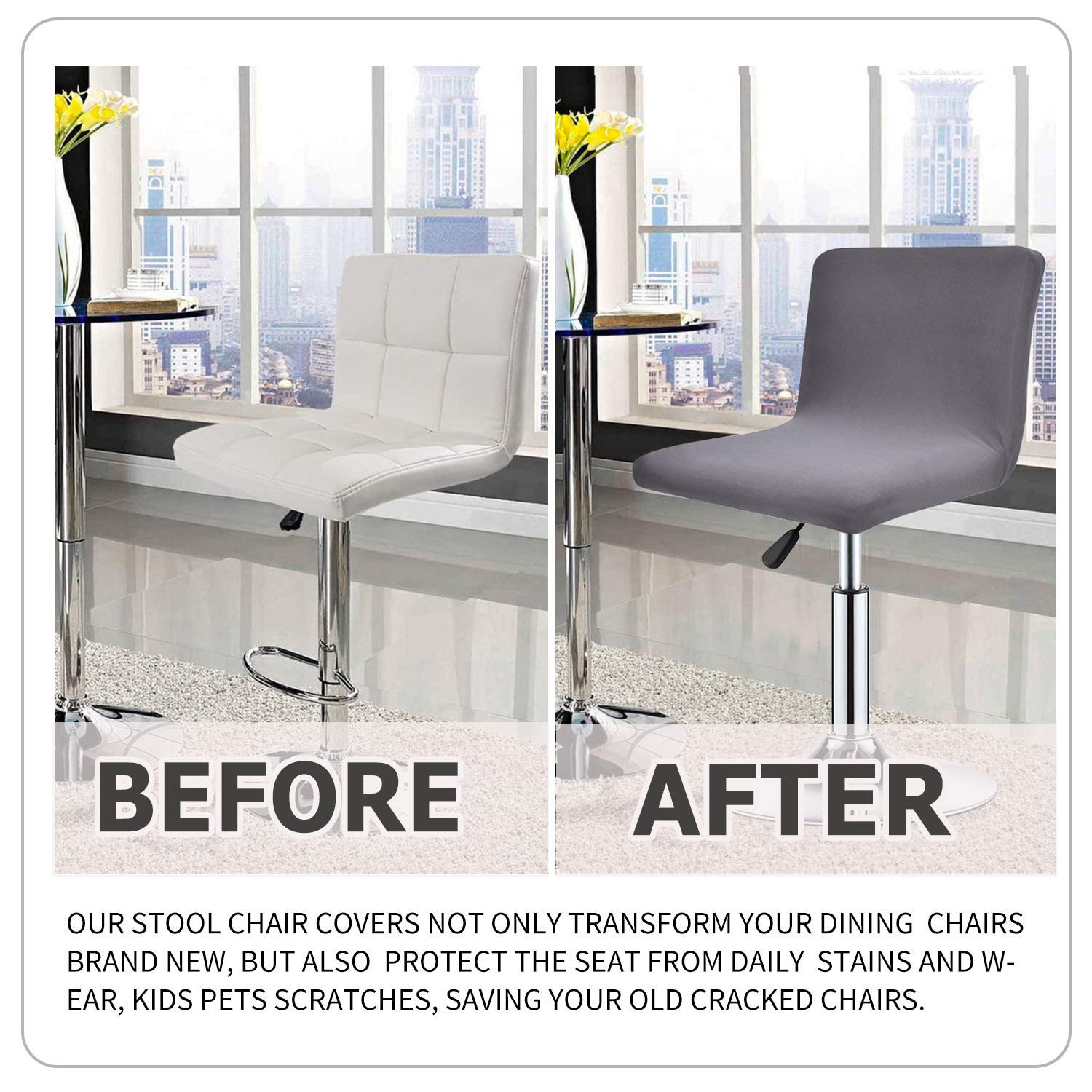 Deisy Dee Bar Stool Covers 2-Pack for Dining & Kitchen Decor