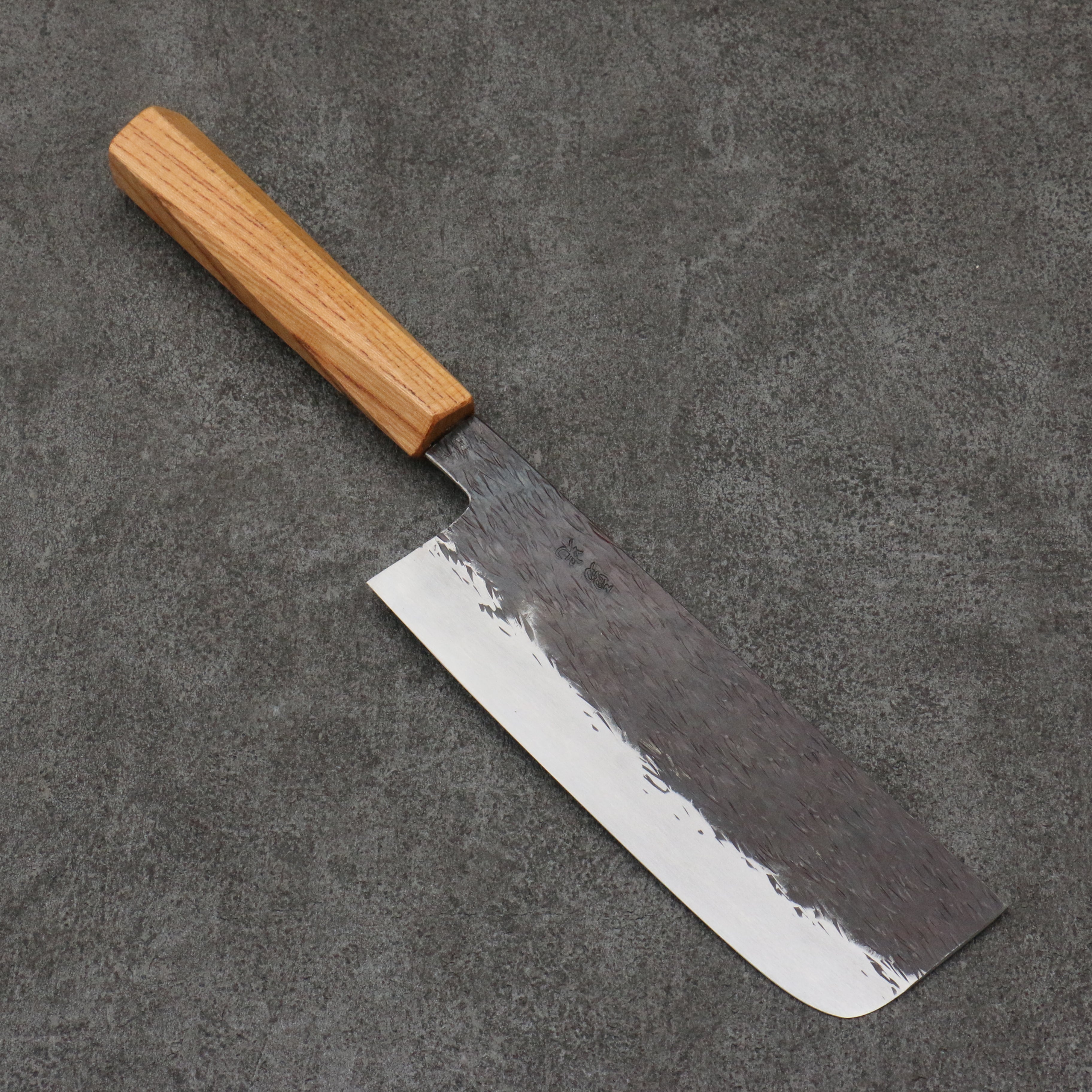 Premium Isamitsu Abe White Steel No.1 Hammered Nakiri Knife 165mm - Japanese Chef Knife with Oak Pentagonal Handle - Perfect for Vegetable Chopping, Slicing & Precision Cutting in Professional Kitchens & Home Cooking