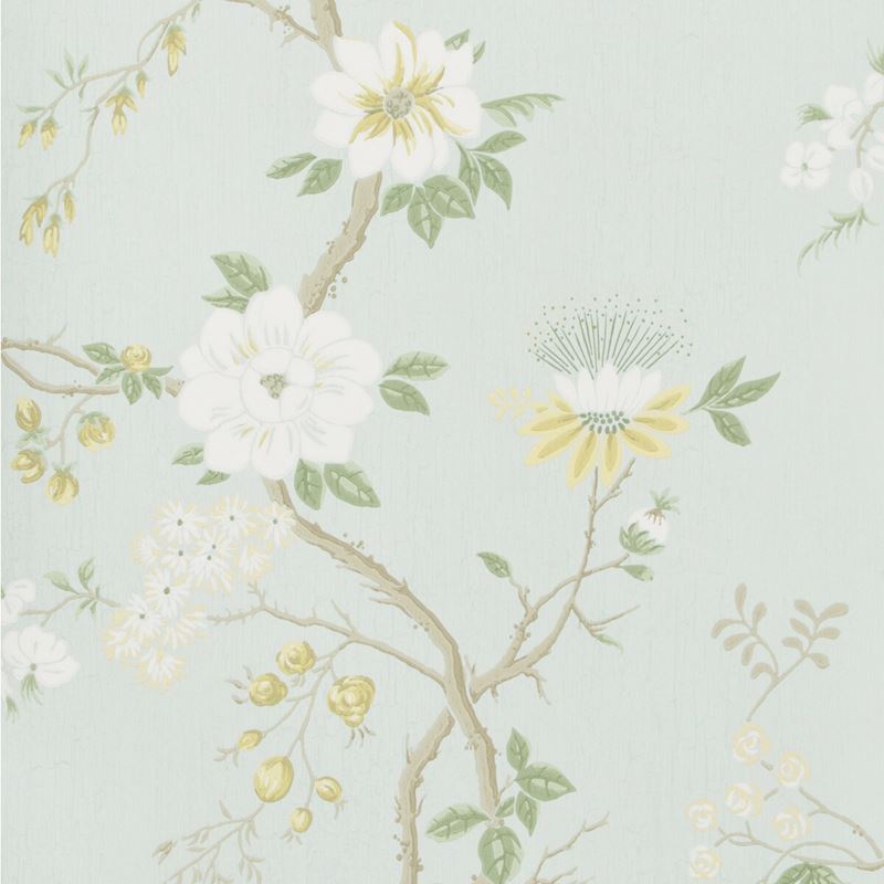 115/8025 Camellia Lemon Sage Premium Blue Print Wallpaper by Cole & Son - Perfect for Living Room, Bedroom & Home Decor