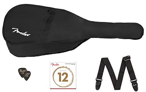Fender CC-60S Concert Acoustic Guitar Bundle - Black | Includes Gig Bag, Tuner, Strap, Strings, Picks | Fender Play Online Lessons & Instructional Book | Perfect for Beginners, Camping, Travel & Home Practice