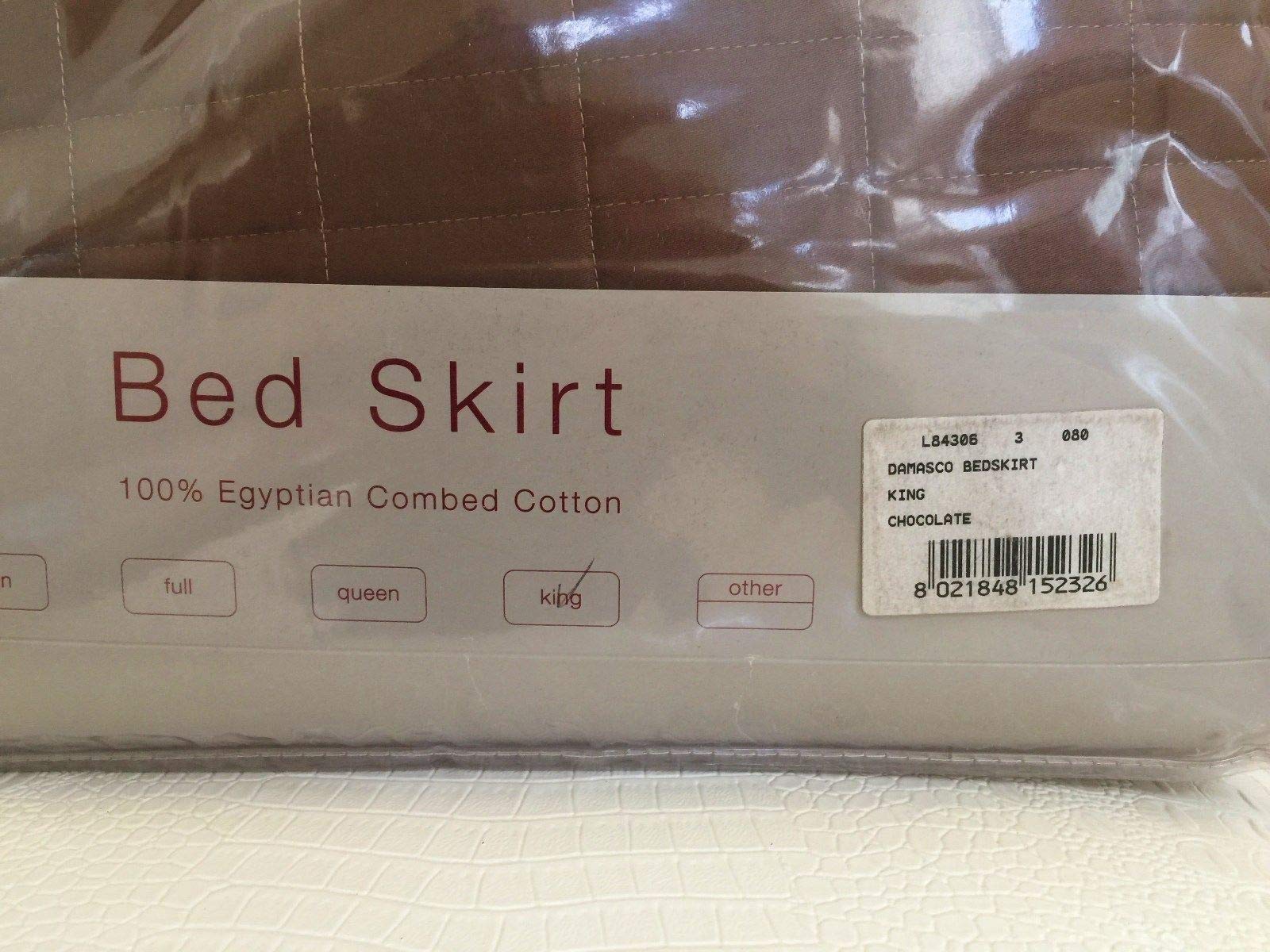 Luxury Italian DAMASCO King Size 3-Panel Bed Skirt - Chocolate Brown 100% Cotton Bedding for Elegant Bedroom Decor | Perfect for Master Bedrooms, Guest Rooms & Hotel Suites