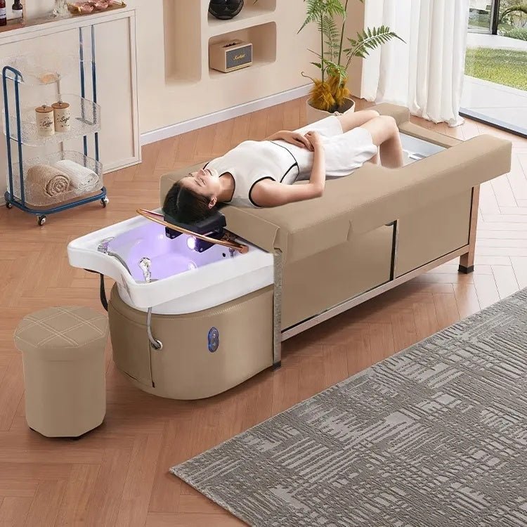 Premium Adjustable Thai Japanese Head Spa Sink Bed with Backrest - Professional Salon Shampoo Bowl for Relaxing Head Massage & Backwash - Perfect for Hair Salons, Spas & Home Use