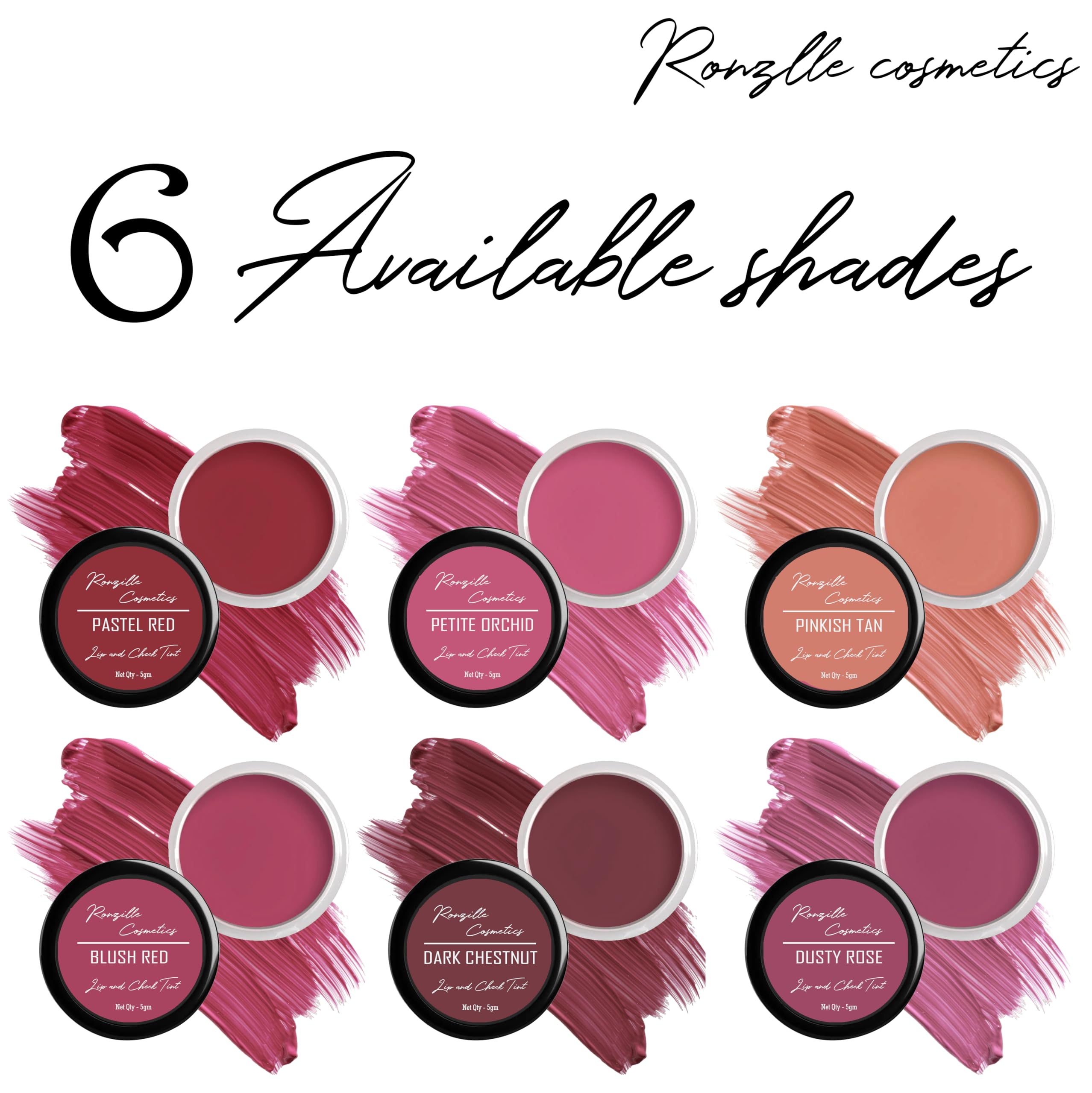 Ronzille 3-in-1 Lip & Cheek Tint - Natural Makeup for Lips, Cheeks & Eyes | Dusky Rose (5g) | Flattering Everyday Wear for Work, Dates & Special Occasions