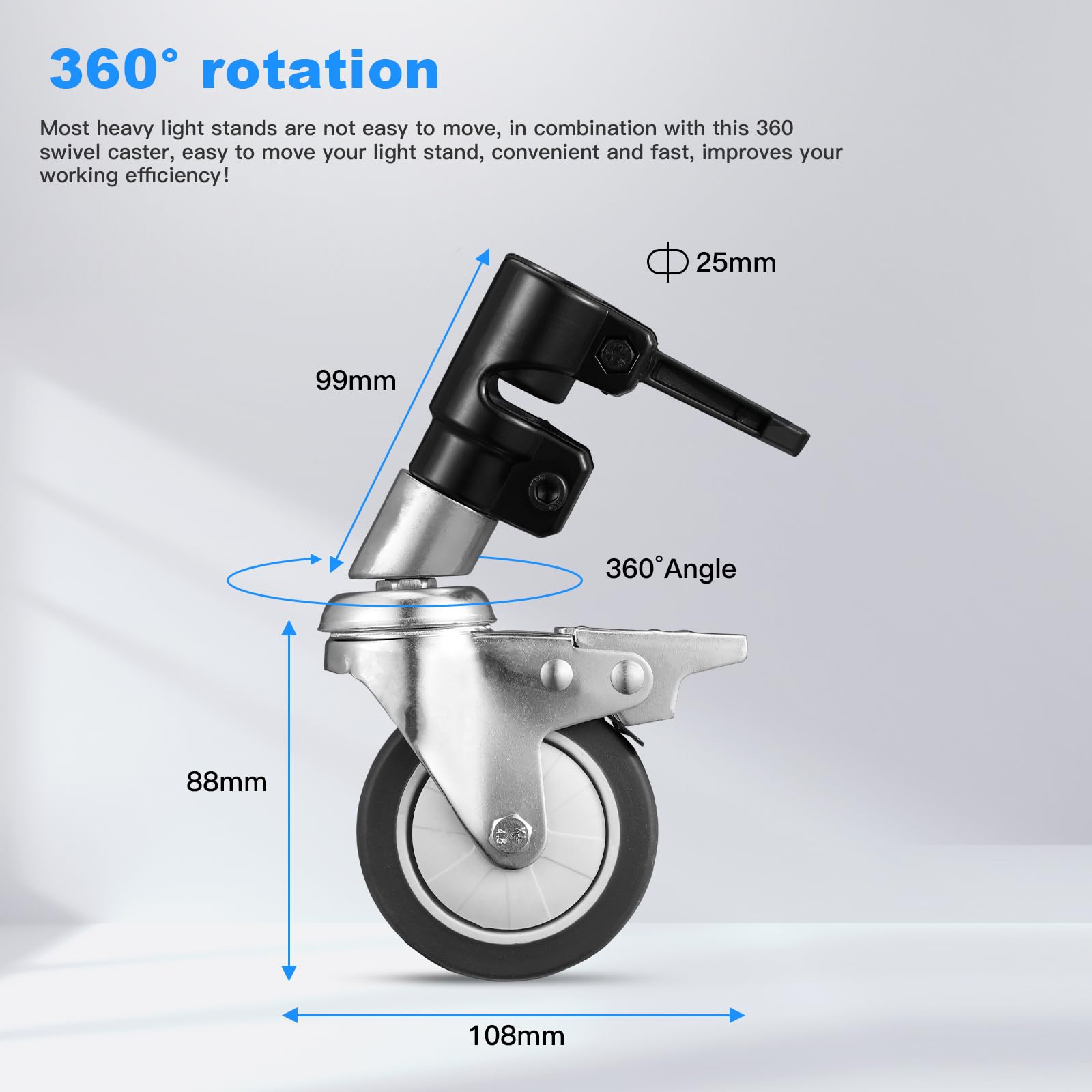 Soonpho 330cm Heavy Duty Stainless Steel C-Stand with 4.2ft Boom Arm - Professional Photography Light Stand for Studio, Reflectors & Softboxes - Spring Damping for Stable Shooting - Perfect for Video Recording, YouTube & Film Production (Silver)