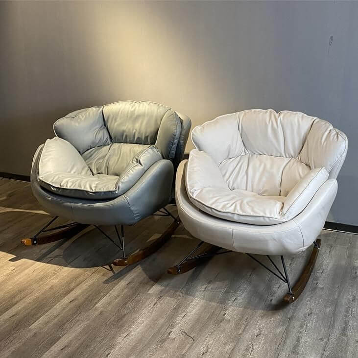 Modern Indoor Rocking Chair with Black Upholstery - Non-Scratch Recessed Arm Design - Perfect for Living Room, Nursery & Relaxation