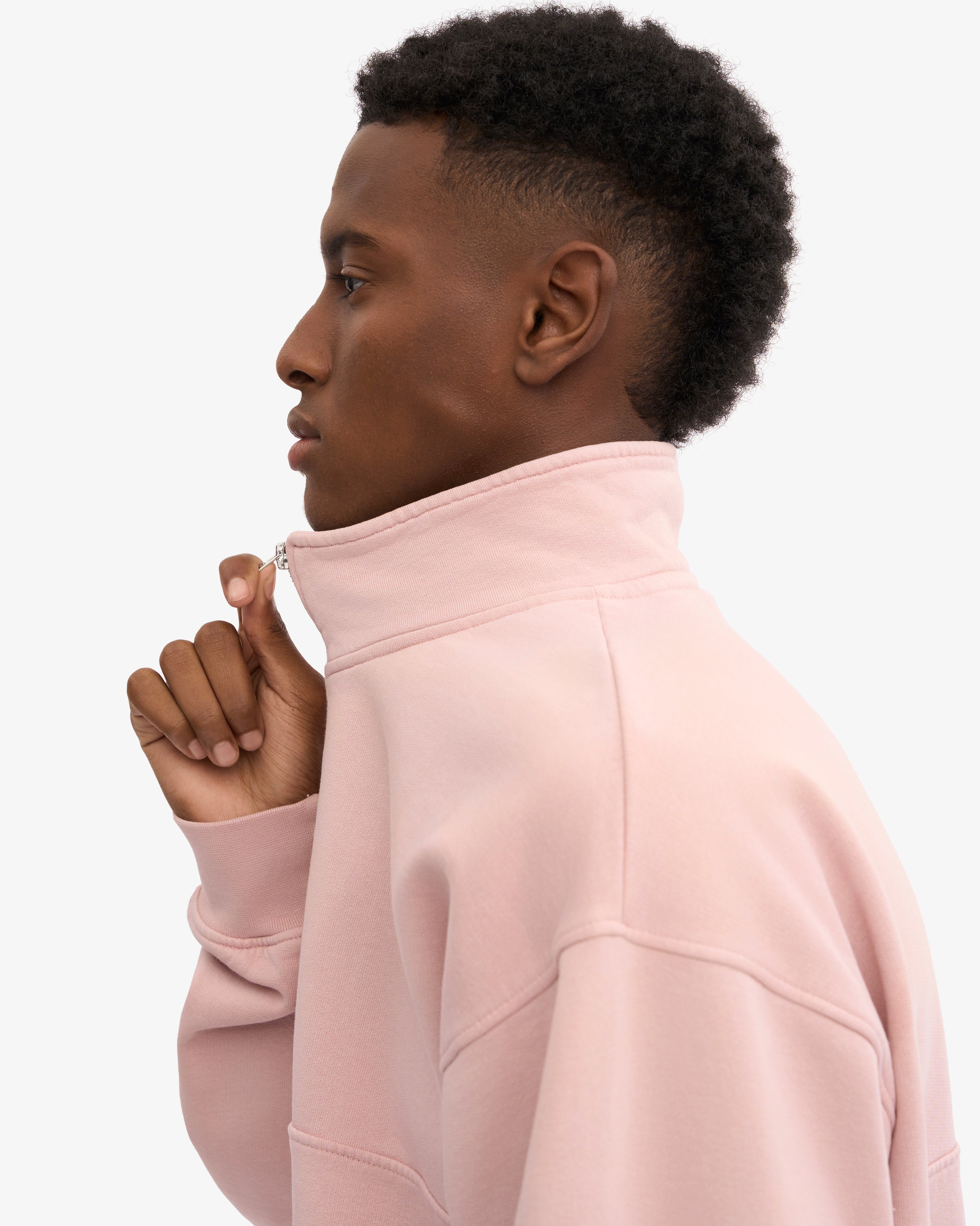 Organic Quarter Zip Sweatshirt for Women - Soft Faded Pink Pullover for Casual Wear & Outdoor Activities